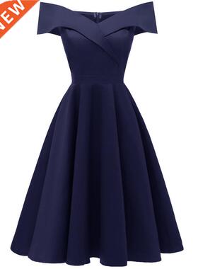 Vestido Off shoulder A Line Rockabilly Vintage Party Dress