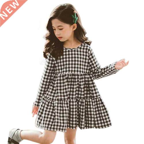 Dress For girls Big Bow Girls Dress Casual Plaid Dress Girl