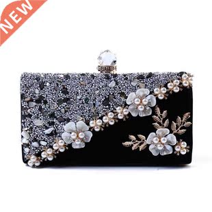 Vintage Velvet Women Evening Bag 2022 Fashion Crystal Female