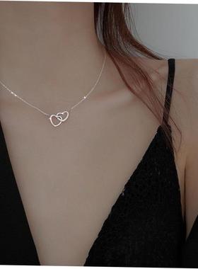 Love double ring necklace female clavicle chain womens