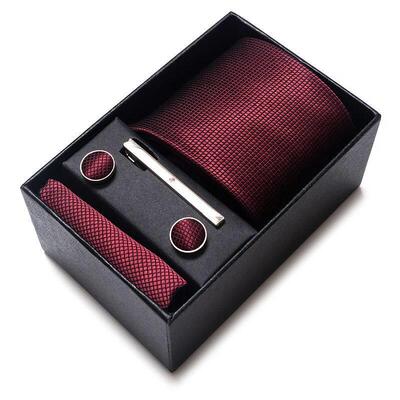 Tie Handkerchief Cufflink Set For Men Necktie Holiday Gift B