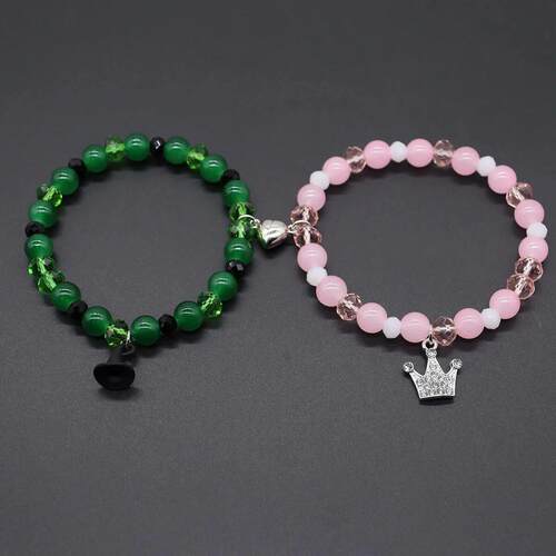 1Pair Magic Stick Hat Crown Pendant Beads Bracelet Couple Ma