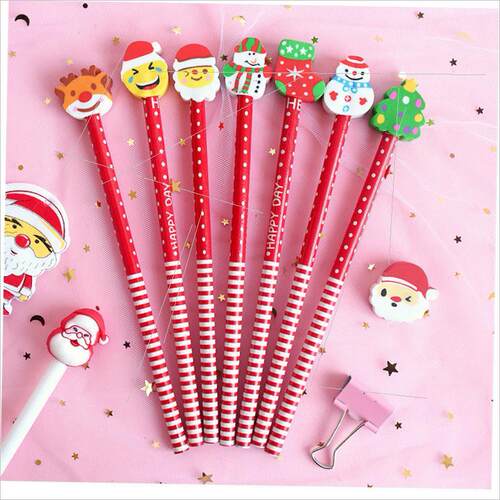 Christmas pencil with eraser Prize HB pencil gift耶诞铅笔