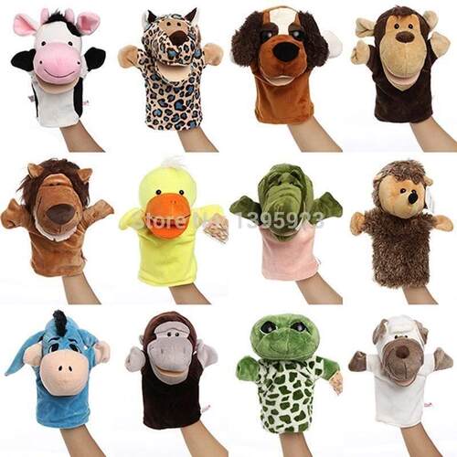 lovely kids baby plush toy hand puppets farm animals zoo lea