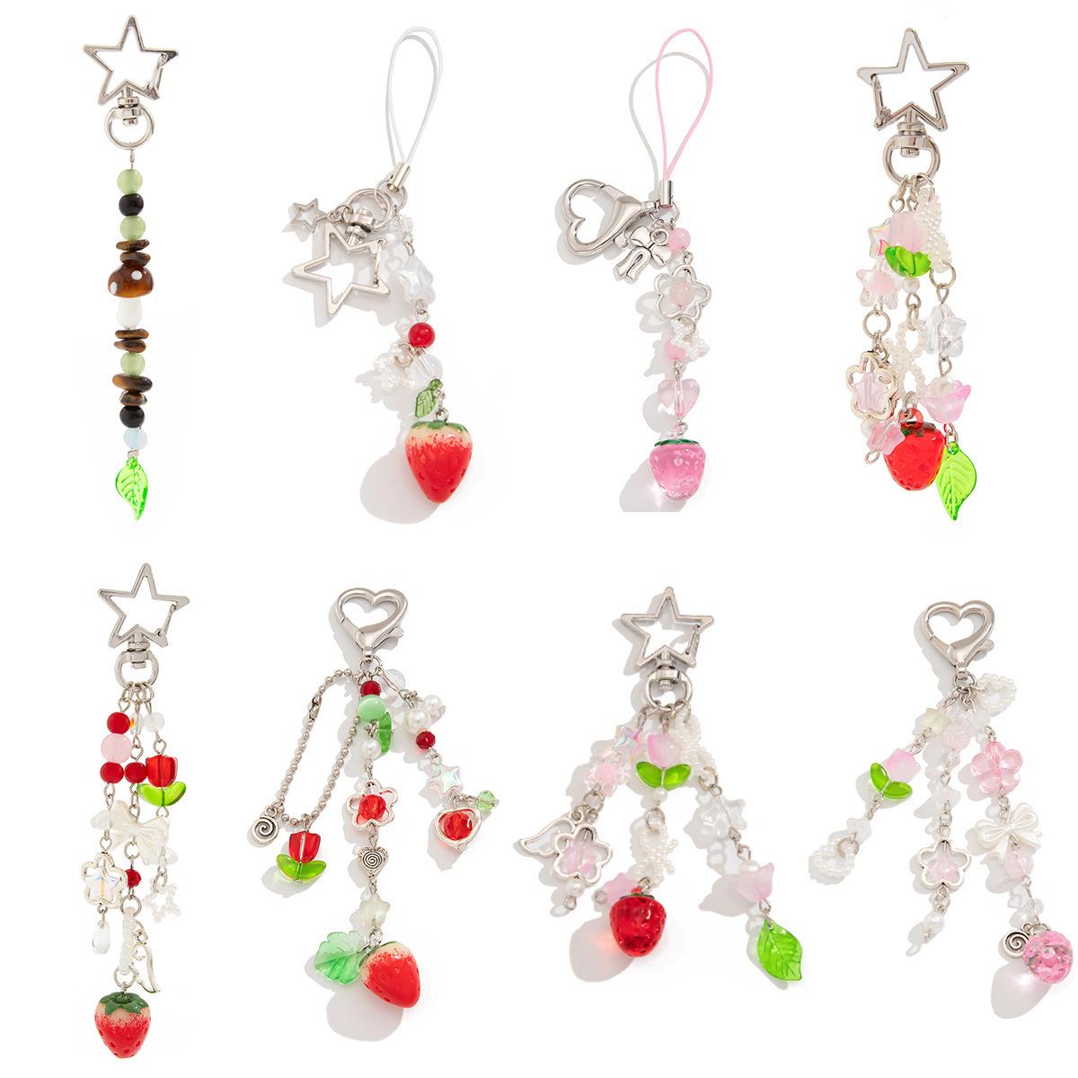 Cute strawberry bow keychain y2k coquettish fairytale lily o