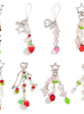 Cute strawberry bow keychain y2k coquettish fairytale lily o