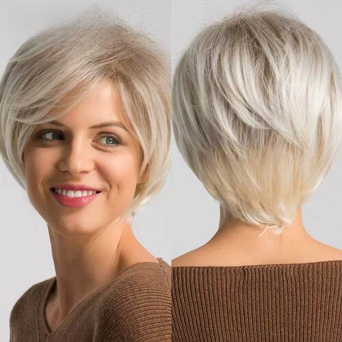 ALAN EATON Blonde Short Pixie Cut Synthetic Wig for Women Om