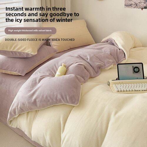 Luxury Fleece Bedsheet set Blanket Duvet Cover Set Bed Cover