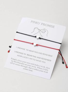 Vintage heart-shaped wax rope woven Bracelet women 蜡绳手炼