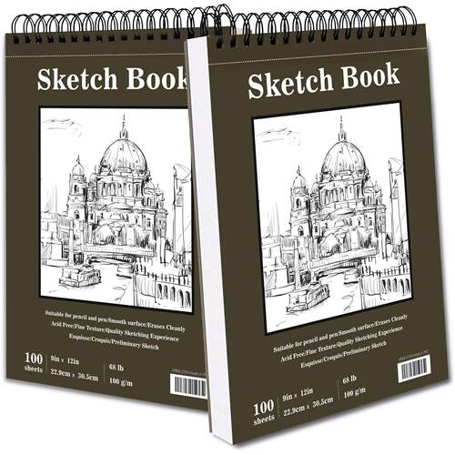 Drawing Sketch Book 100 Sheets Hardcover Spiral Bound