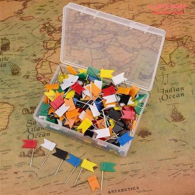 100pcs Mixed Color Flag Push Pins Nail Thumb Tack Map Drawin