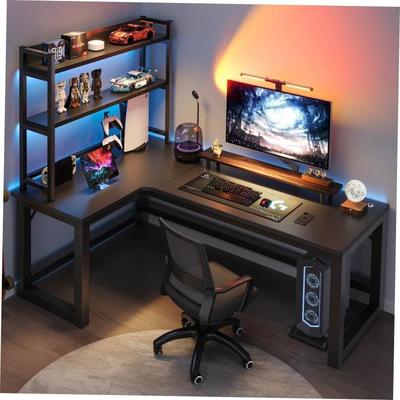 Corner E-sports table Double computer table Desk and bookshe