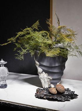 现代新中式大口径花瓶螺旋纹艺术插花花器样板间餐桌茶几摆件