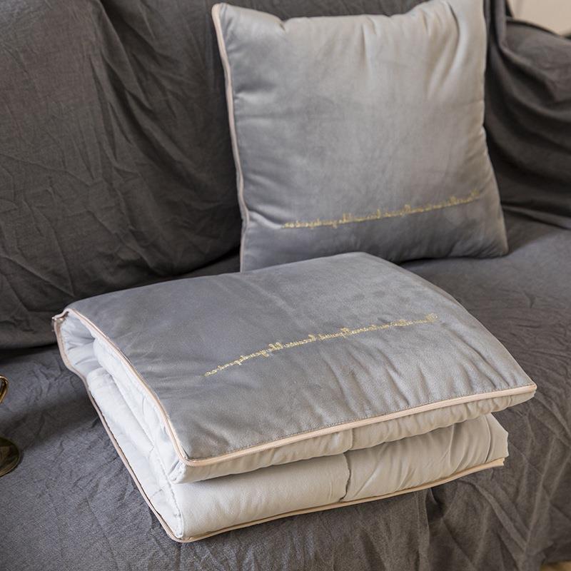 意大利纯色轻奢抱枕被子两用午休空调被办公室宿舍汽车靠枕沙发靠