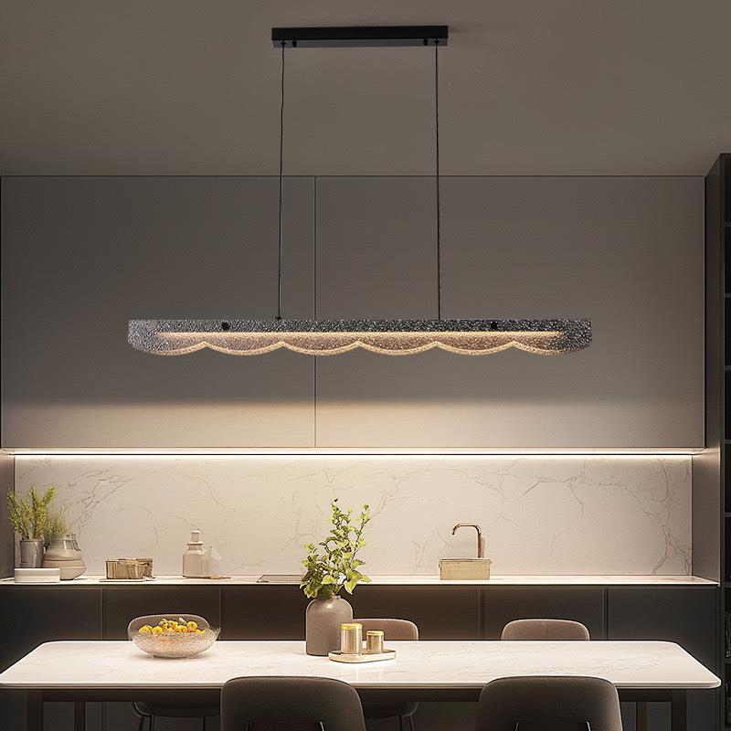 意式极简餐厅灯轻奢波浪一字长条高级氛围感饭厅现代简约餐厅吊灯