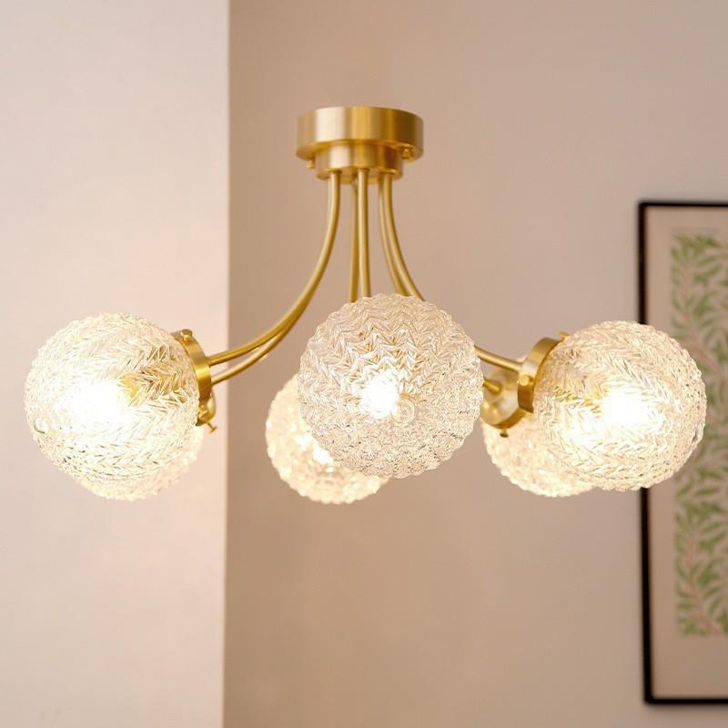 简约现代美式球形玻璃法式轻奢卧室餐厅主卧客厅波浪雪球吸顶吊灯