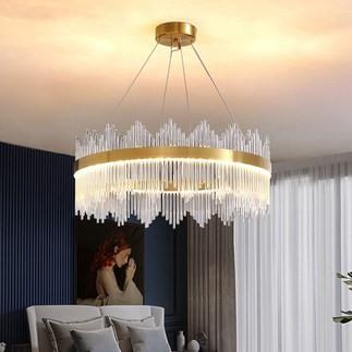 链光后现代新款客厅灯具简约大气创意别墅大厅餐厅卧室水晶吊灯