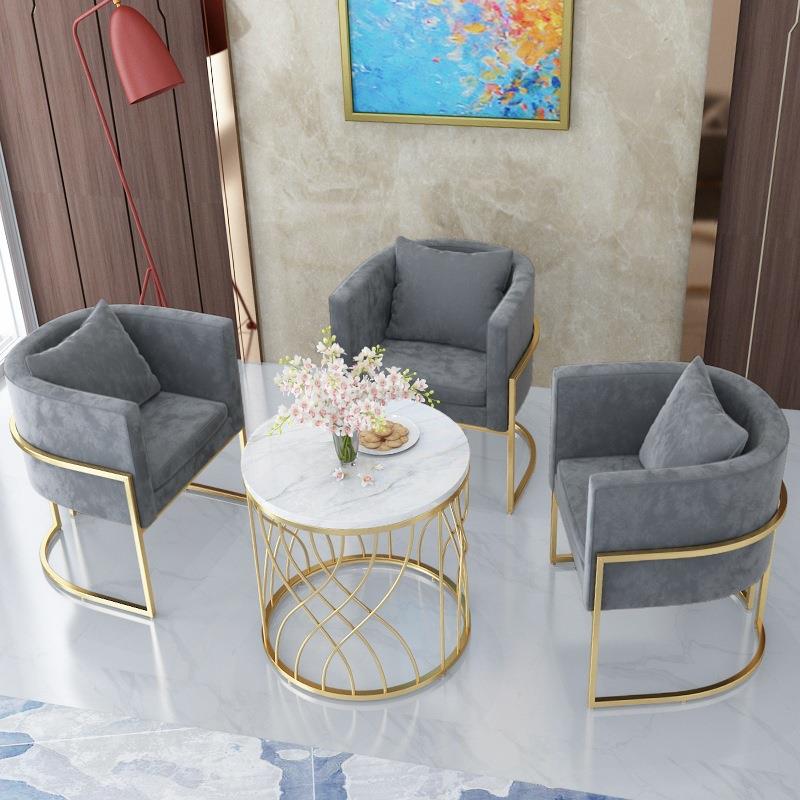 简约现代单人沙发椅 家用客厅懒人沙发茶几组合休闲会客洽谈沙发