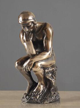 软装家居饰品 思想者 思考者摆设 古典家居别墅人物摆件 铸铜工艺