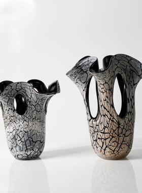 中古风不规则镂空裂变琉璃花瓶酒店样板间创意艺术家居装饰摆件