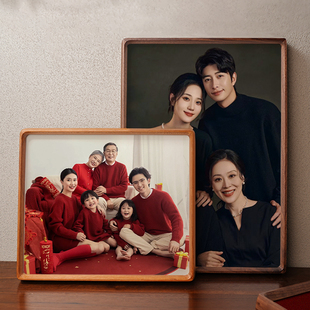 全家福实木高级感相框摆台大合照洗照片做成8寸相框照片定制diy
