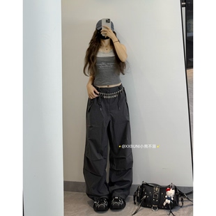 XXBUNI美式复古辣妹工装裤女款宽松休闲阔腿长裤百搭跳舞裤爵士裤