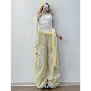 跳舞裤 子女＋白色仙气飘逸感爵士舞背心上衣 薄款 XXBUNI奶黄色夏季