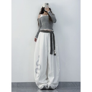 宽松jazz运动卫裤 子烫钻蛇纹印花休闲裤 kpop女团风跳舞裤 XXBUNI