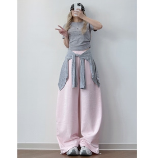 阔腿裤 灰色蝴蝶结跳舞短上衣 子女宽松jazz长裤 XXBUNI粉色爵士舞裤