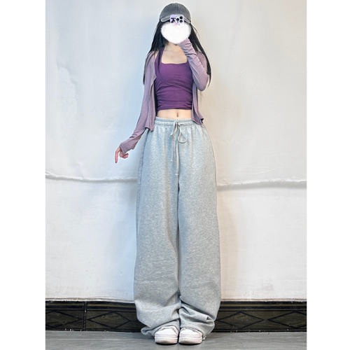 XXBUNI 紫灰色爵士舞套装jazz跳舞kpop上衣女宽松显瘦运动长裤子