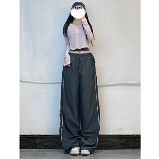 XXBUNI jazz防晒罩衫长袖T恤女慵懒风宽松粉色露肩爵士跳舞短上衣