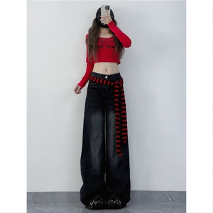 XXBUNI辣妹爵士舞裤 女设计感小众宽松阔腿高腰印花jazz运动裤