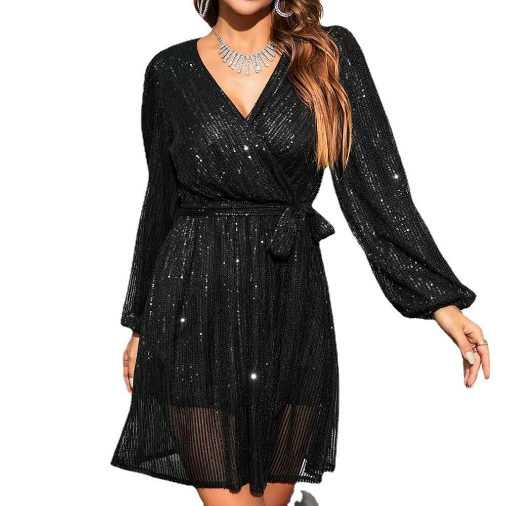 sequin evening dress fit womens loose sparkly dresses long