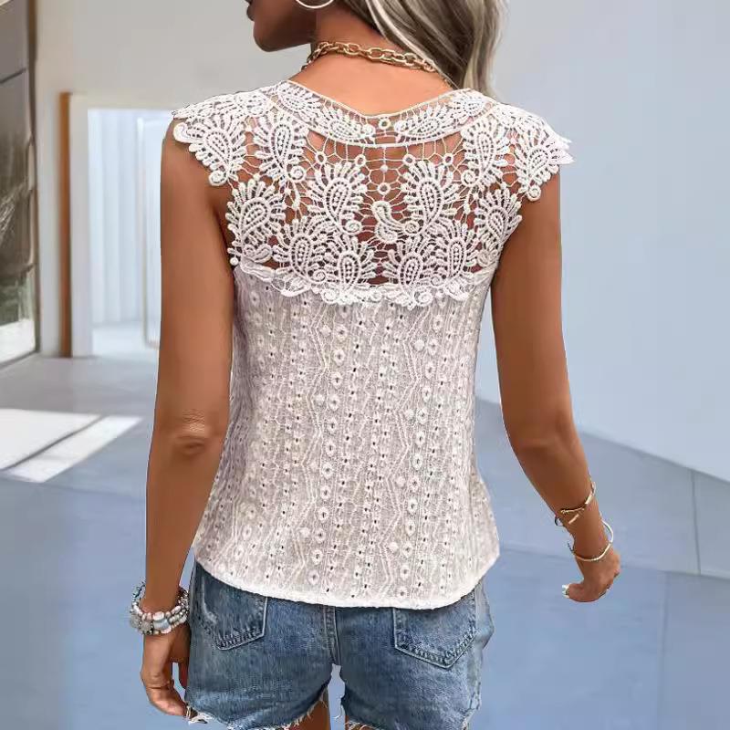 -shirt womens sleeveless pullover patchwork color solid