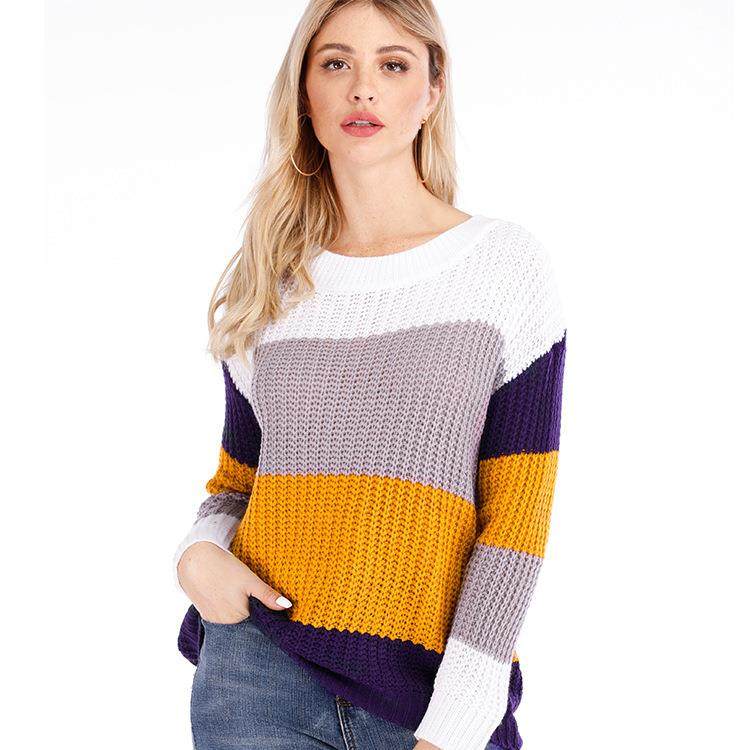 womens oversized sweater color block off the shoulder women