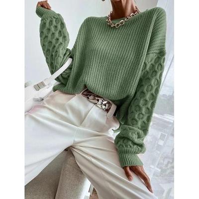 Temperamental solid knitted cotton sweater for celebrity