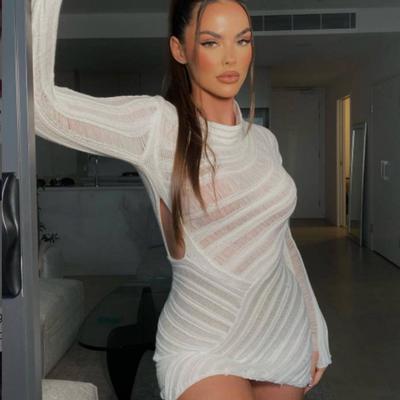 dress womens woolen hip-wrapped hollow tight sexy skirt