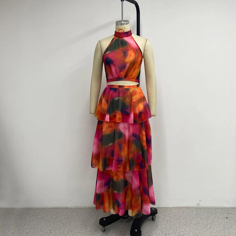 women for skirt cake puffy waisted sleeveless neck round