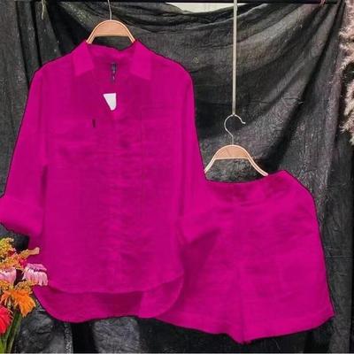 age-reducing size solid loose casual suit cotton linen