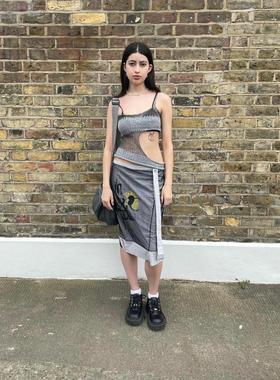 Colorblocked with top sides sling hollowed-out woolen