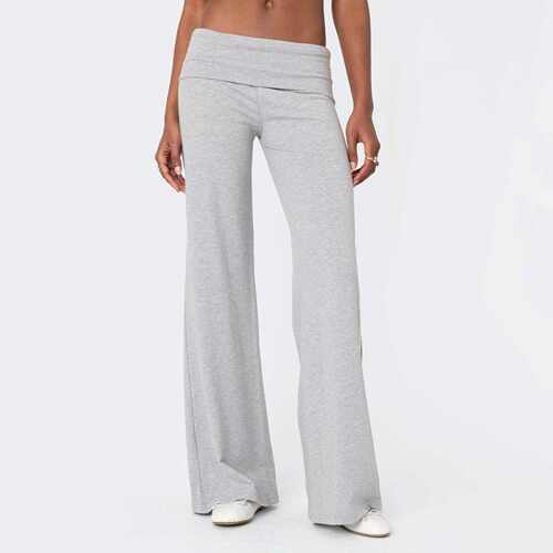 女士翻腰头低腰微喇叭裤Flip waist waist low waist flare pants
