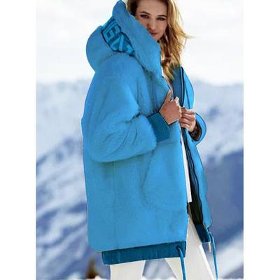 solid white plush fit commuter fur coat slim Plush