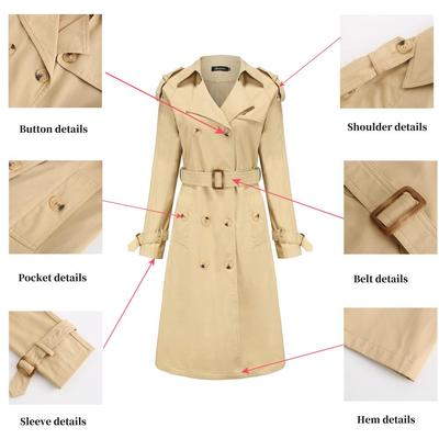 and with and Womens lapel coat long cotton with trench