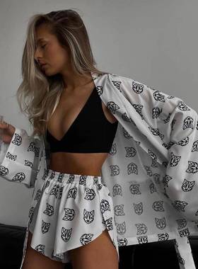 clacive fashion loose print  piece sets womens outfits