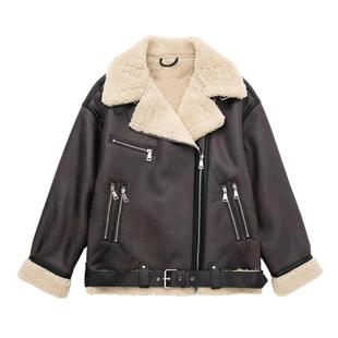 fur loose jacket warm imitation lamb velvet motorcycle and