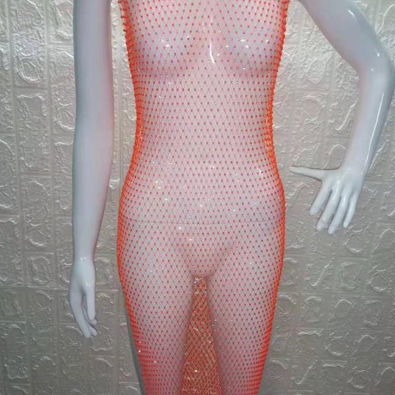 Womens mesh girl diamond sweet dress hot womens fishnet and