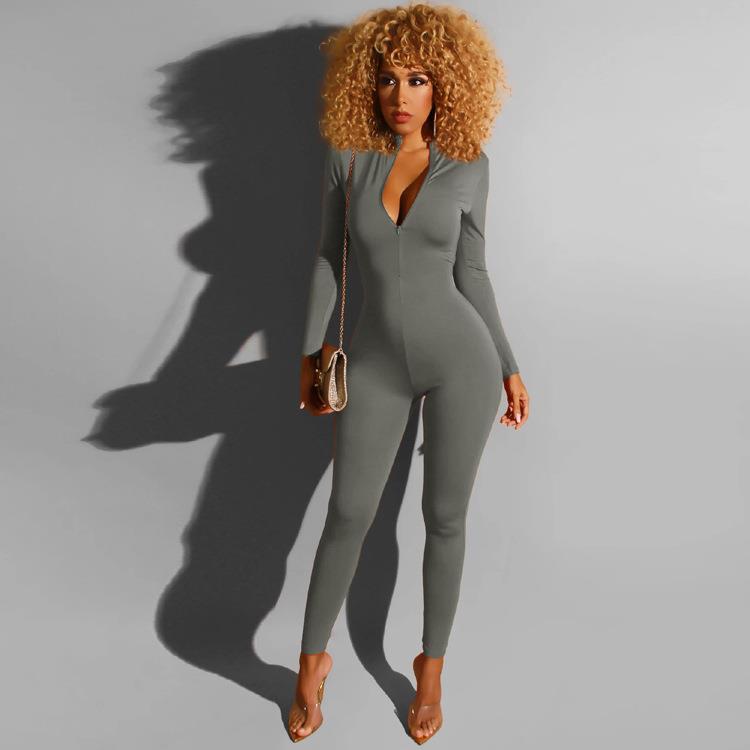 zip up long onepiece yoga sportswear gym outfit women
