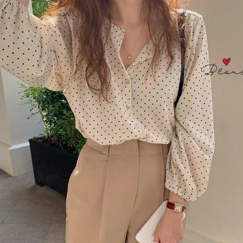 polka sleepwear women pajama sets korean long piiama spring