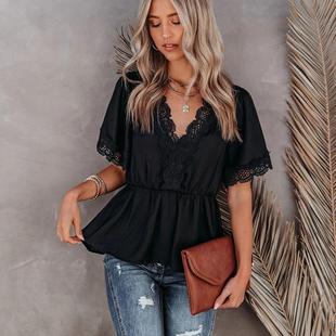 loose chiffon shirt waist slim size Large womens