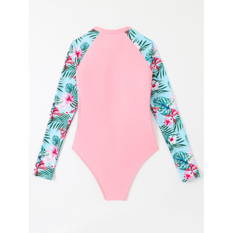 Long-sleeved zippered one-piece sunscreen wetsuit swimsuit